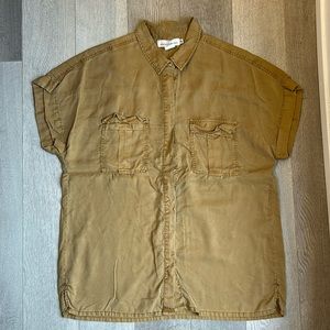 Tan Short Sleeve Button Up